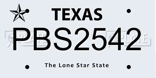 PBS2542 Texas License Plate