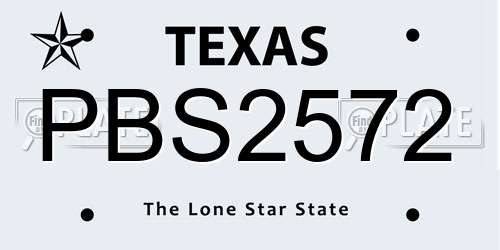 PBS2572 Texas License Plate
