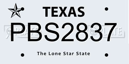 PBS2837 Texas License Plate