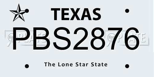 PBS2876 Texas License Plate