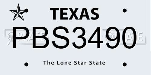 PBS3490 Texas License Plate