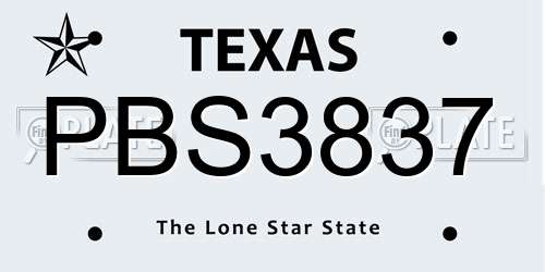 PBS3837 Texas License Plate