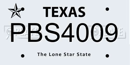 PBS4009 Texas License Plate