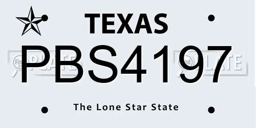 PBS4197 Texas License Plate