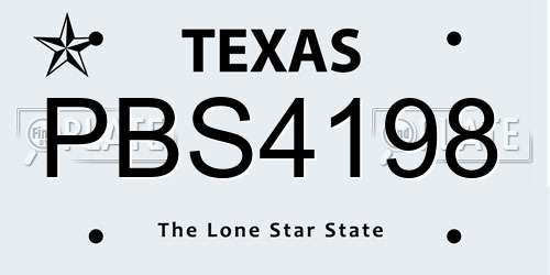 PBS4198 Texas License Plate