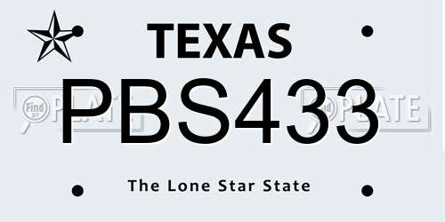 PBS433 Texas License Plate