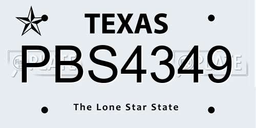 PBS4349 Texas License Plate