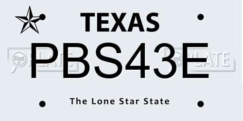 PBS43E Texas License Plate