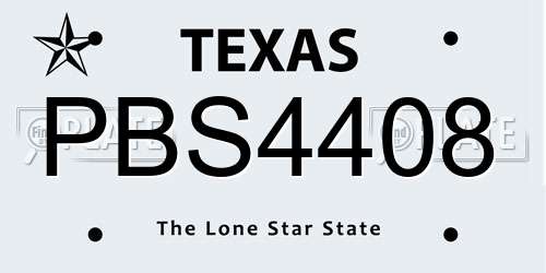 PBS4408 Texas License Plate