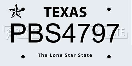 PBS4797 Texas License Plate