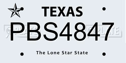 PBS4847 Texas License Plate