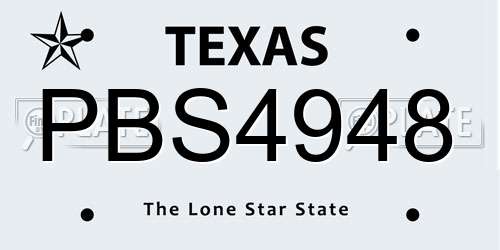 PBS4948 Texas License Plate