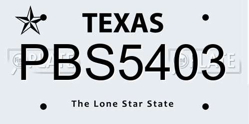 PBS5403 Texas License Plate