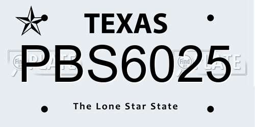 PBS6025 Texas License Plate