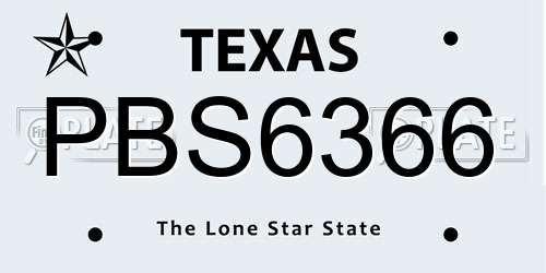 PBS6366 Texas License Plate