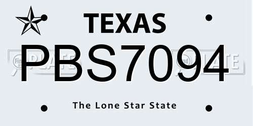 PBS7094 Texas License Plate