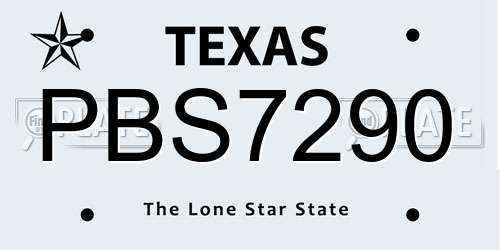 PBS7290 Texas License Plate