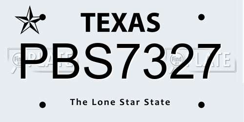 PBS7327 Texas License Plate
