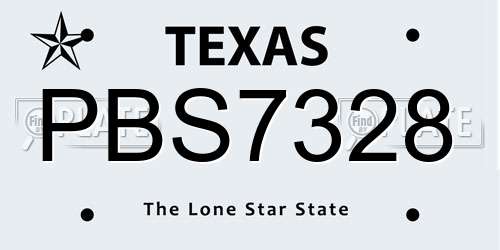 PBS7328 Texas License Plate