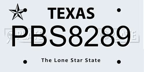 PBS8289 Texas License Plate