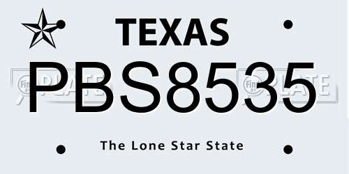 PBS8535 Texas License Plate