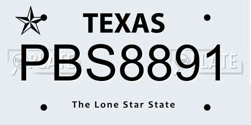 PBS8891 Texas License Plate
