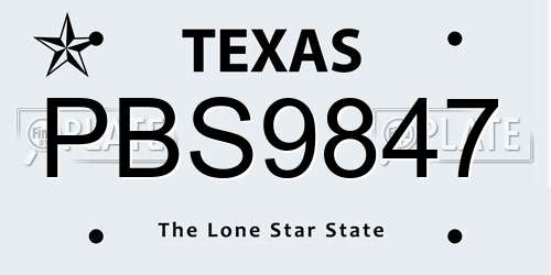 PBS9847 Texas License Plate
