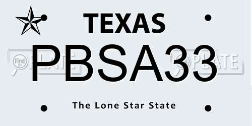 PBSA33 Texas License Plate