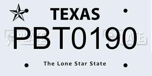 PBT0190 Texas License Plate