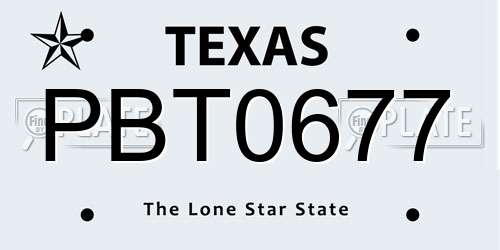 PBT0677 Texas License Plate