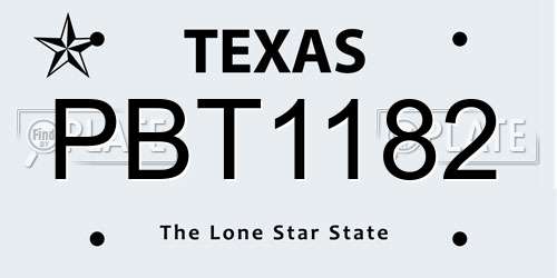 PBT1182 Texas License Plate