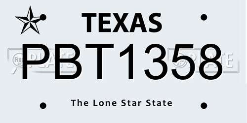 PBT1358 Texas License Plate