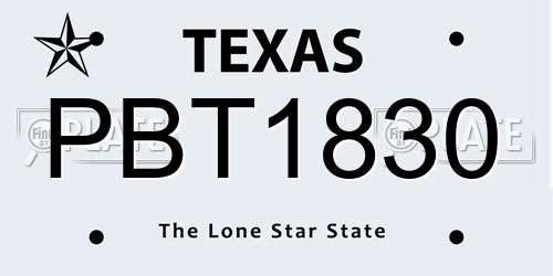 PBT1830 Texas License Plate
