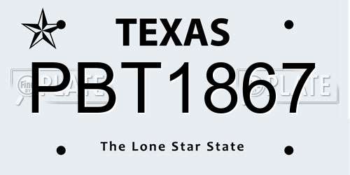 PBT1867 Texas License Plate