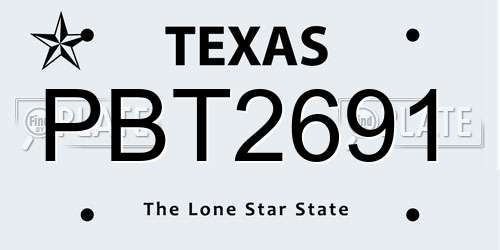 PBT2691 Texas License Plate