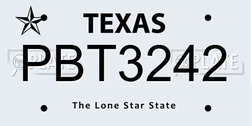 PBT3242 Texas License Plate