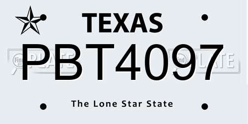 PBT4097 Texas License Plate