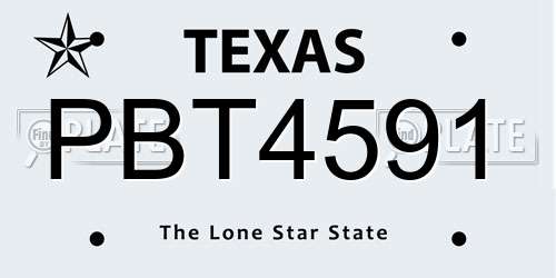 PBT4591 Texas License Plate