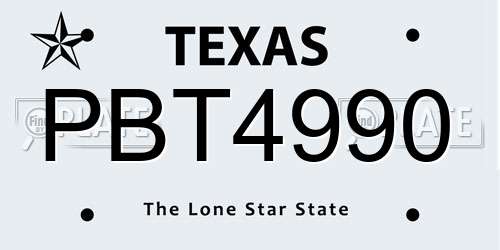 PBT4990 Texas License Plate