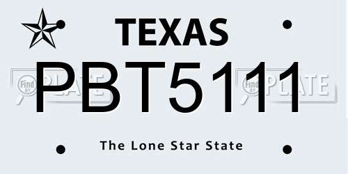 PBT5111 Texas License Plate
