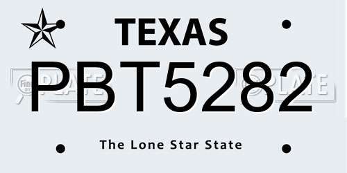 PBT5282 Texas License Plate