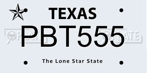 PBT555 Texas License Plate