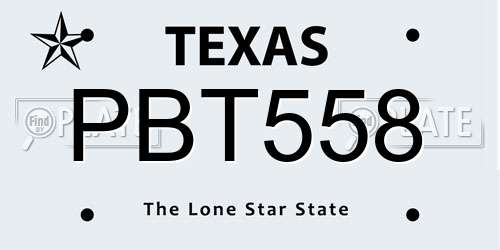 PBT558 Texas License Plate
