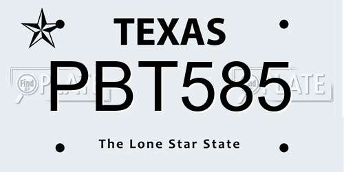 PBT585 Texas License Plate