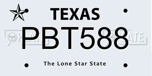 PBT588 Texas License Plate