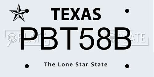 PBT58B Texas License Plate