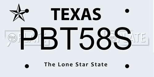 PBT58S Texas License Plate