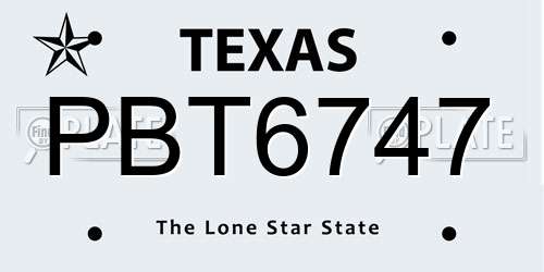 PBT6747 Texas License Plate