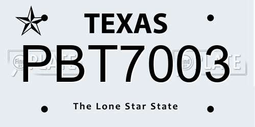 PBT7003 Texas License Plate