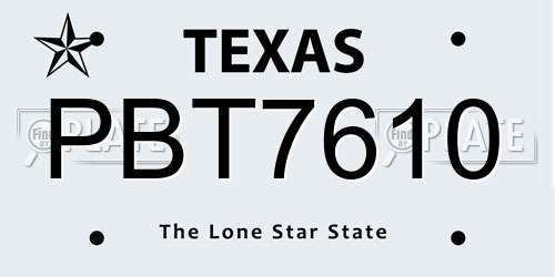 PBT7610 Texas License Plate